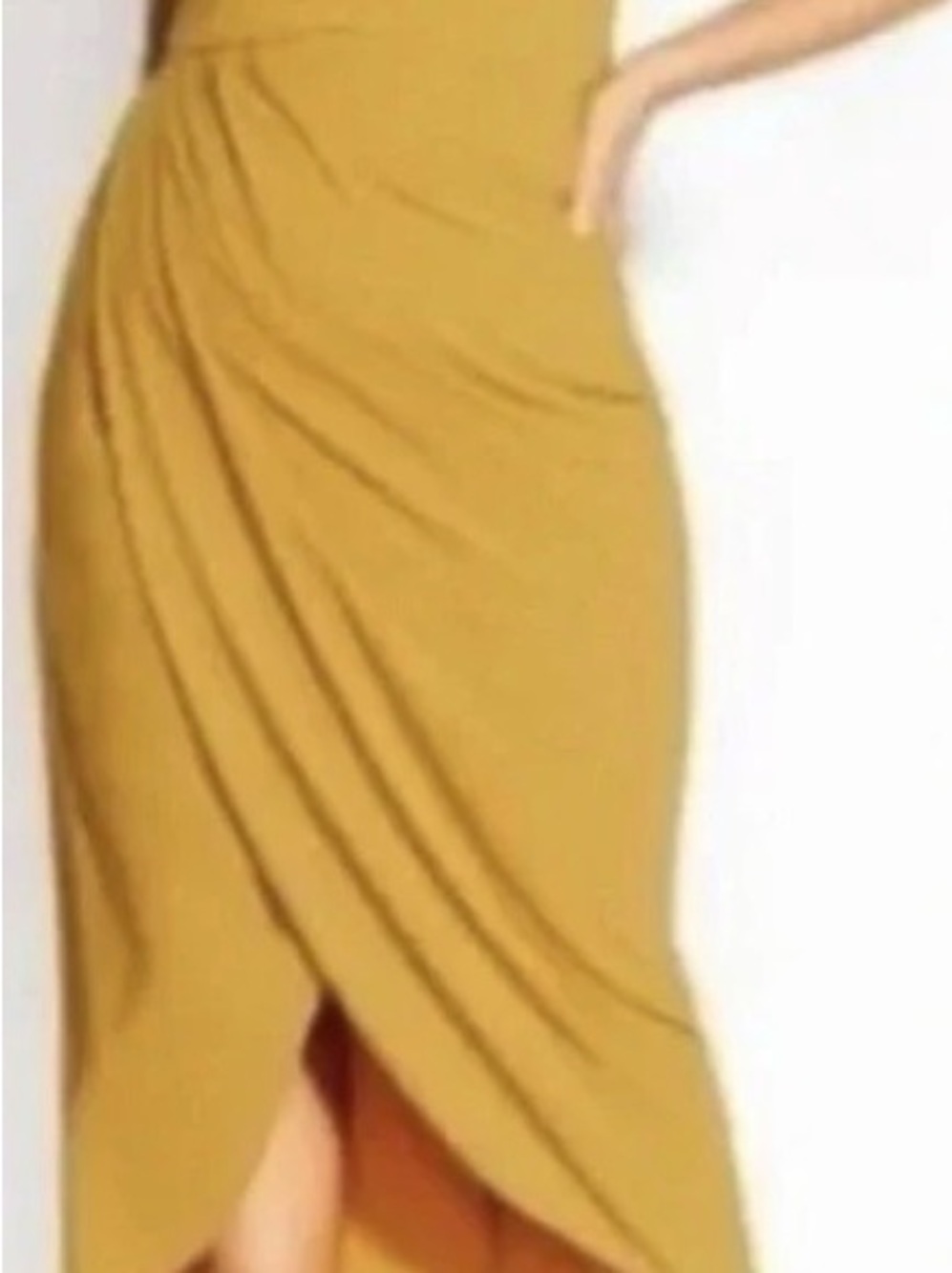 Mustard Faux Wrap Front Midi Dress - Women